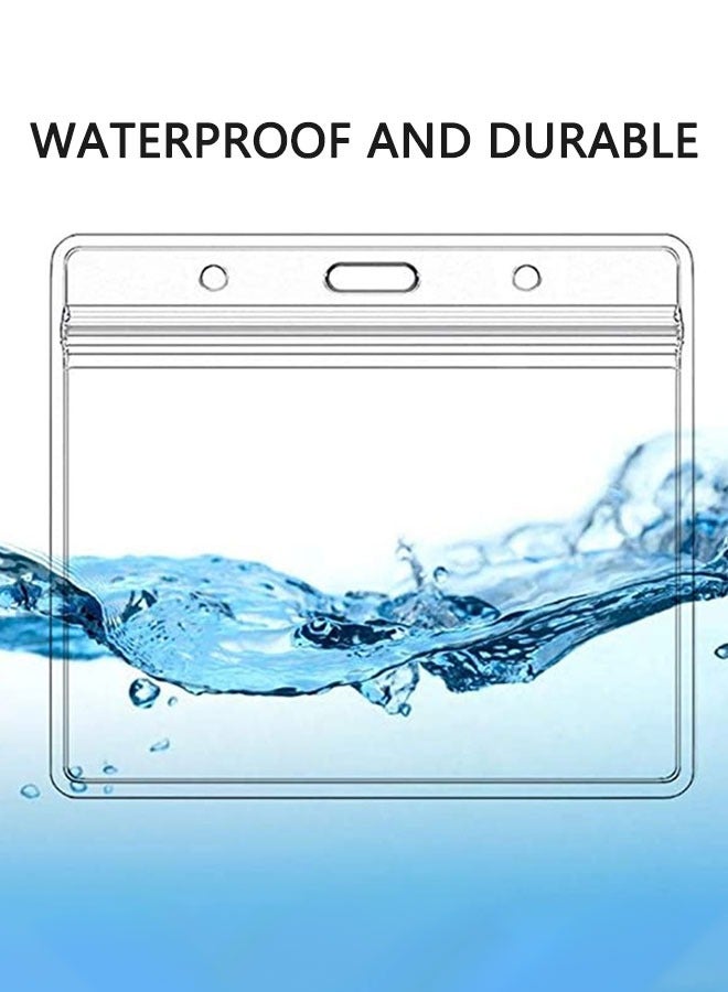 وهاواي 30 Pcs Clear Horizontal Badge Holder  ID Card Holder Sealable Waterproof Plastic Card Name Badge Holder for Office, School, Conference - Image 4