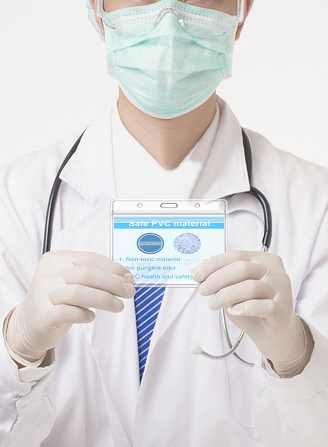 وهاواي 30 Pcs Clear Horizontal Badge Holder  ID Card Holder Sealable Waterproof Plastic Card Name Badge Holder for Office, School, Conference - Image 5