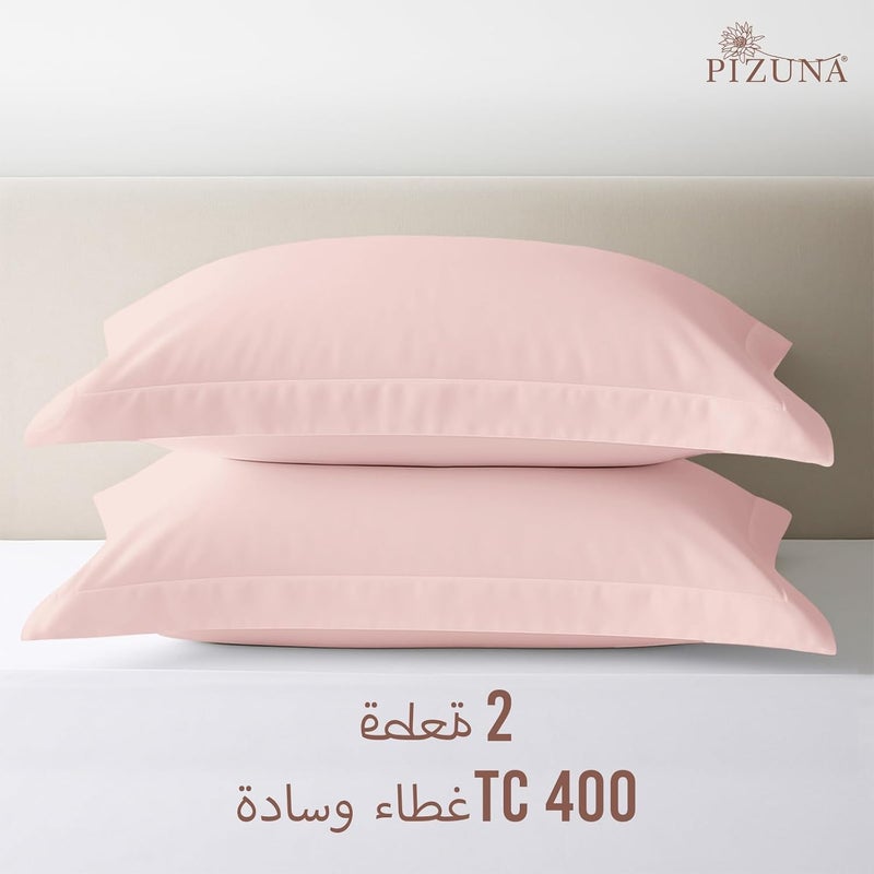 PIZUNA 100% Cotton King Size Pillow Cases 50 x 90 cm Light Pink, 400 Thread Count Soft Luxurious Long Staple Cotton Sateen Weave Pillow Cover With 5cm Hem (Soft Pillowcase for Sleeping - 2PC) - Image 3