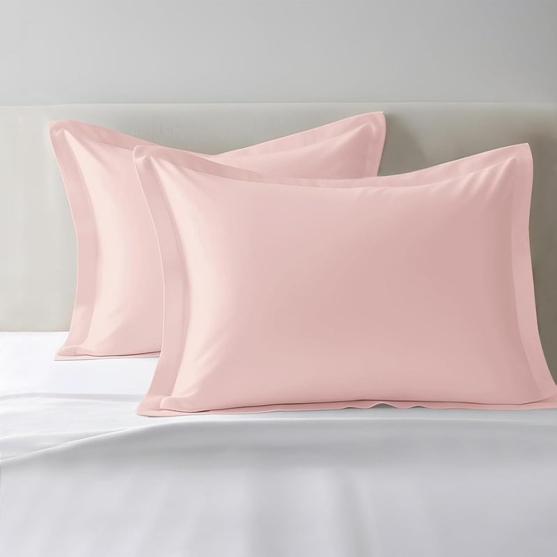 PIZUNA 100% Cotton King Size Pillow Cases 50 x 90 cm Light Pink, 400 Thread Count Soft Luxurious Long Staple Cotton Sateen Weave Pillow Cover With 5cm Hem (Soft Pillowcase for Sleeping - 2PC) - Image 1