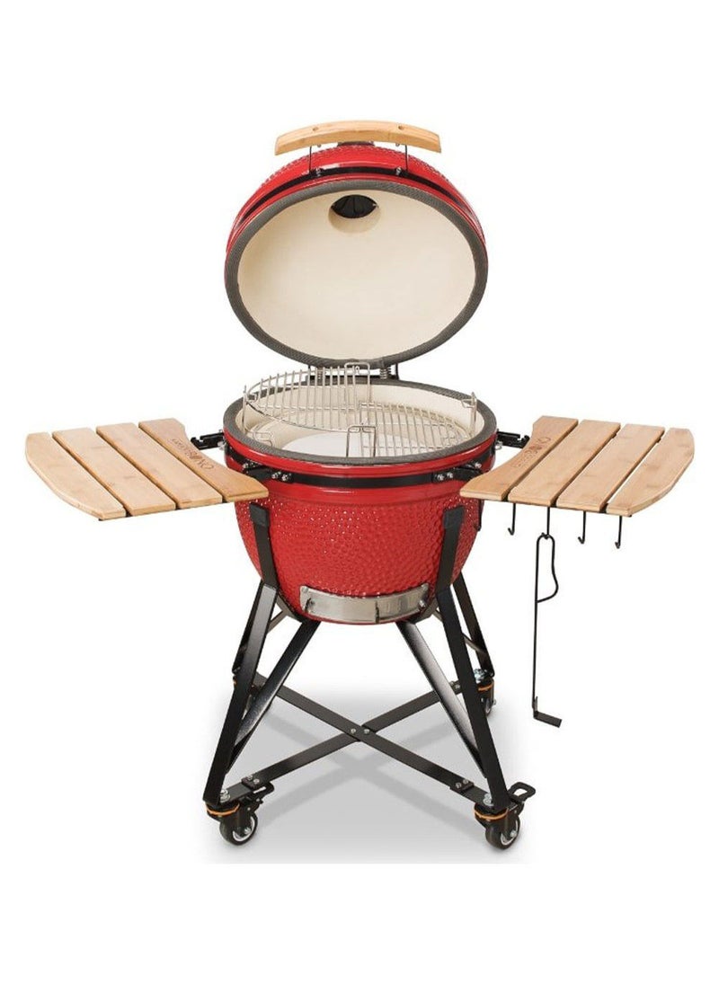 Kamado BONO Media 20" Red – Premium Ceramic Charcoal Grill & Smoker for Outdoor BBQ, Garden & Camping | All-in-One Kamado Grill Oven Smoker | High-Quality, Durable, Ideal for Family Gatherings - Image 2