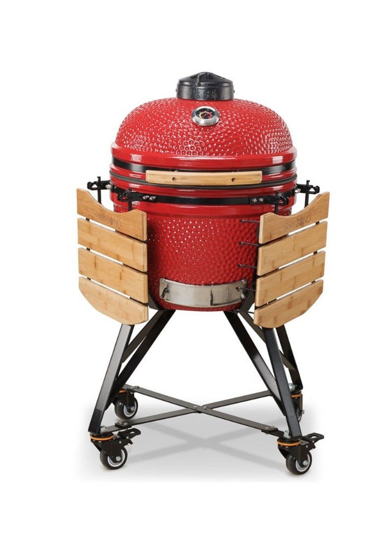 Kamado BONO Media 20" Red – Premium Ceramic Charcoal Grill & Smoker for Outdoor BBQ, Garden & Camping | All-in-One Kamado Grill Oven Smoker | High-Quality, Durable, Ideal for Family Gatherings - Image 3