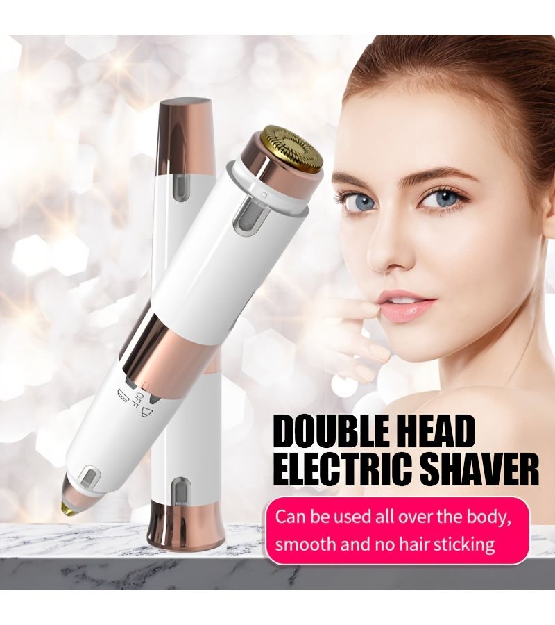 مشذب الحواجب الكهربائي الصغير 2 في 1 للشحن عبر USB، مزيل شعر الوجه للنساء بدون ألم مع ضوء LED - Image 3