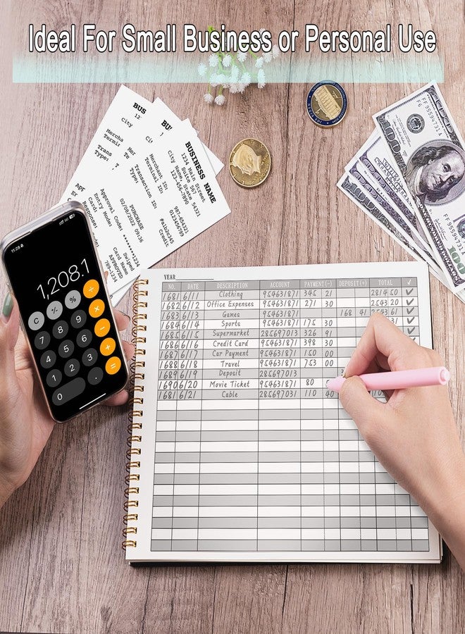 HAUTOCO Accounting Ledger Book for Small Business Bookkeeping Home Budget Tracking with 2 Storage Pouch, Accounting Log Journal Personal Money Ledger Expense Tracking Notebook 10.1 x 7.8'', Black - Image 4