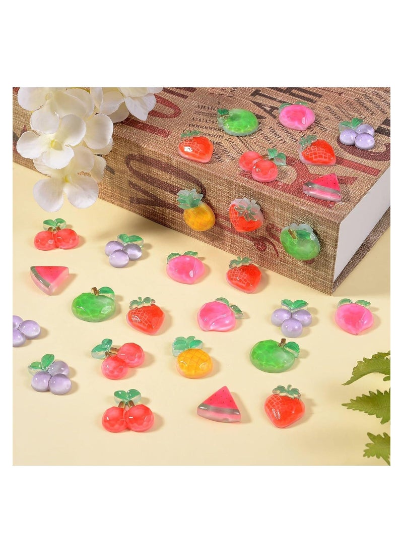 70 Pcs Planar Resin Flatback, Charms Fruit Resin Nail Art Resin Peach Apple Strawberry Flatback for Scrapbooking Embellishment DIY Craft Decors Hair Accessories  - Image 2