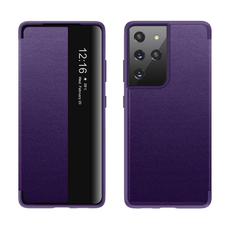 Samsung Galaxy S10 Cover Leather Protective Texture with Full Coverage and Business Style and Flip in Purple - Image 1