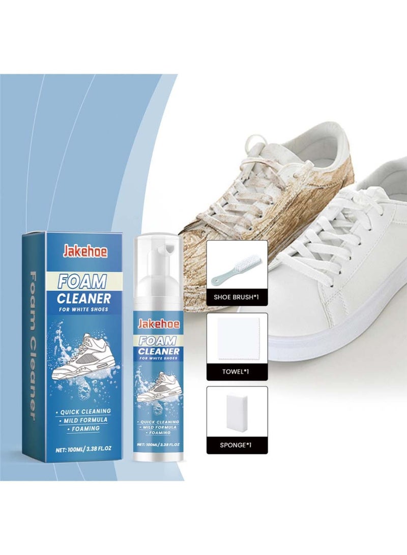 Jakehoe 100ml Foam Shoe Cleaner for Non-washing Decontamination and Whitening of Sports Shoe Sneakers White Shoes Microfiber Shoe and Cloth Shoes Cleaning - Image 3
