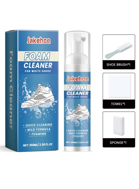 100ml Foam Shoe Cleaner for Non-washing Decontamination and Whitening of Sports Shoe Sneakers White Shoes Microfiber Shoe and Cloth Shoes Cleaning