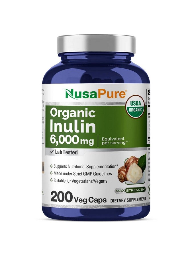 NusaPure Inulin Powder 20:1 Extract, 300 mg Equivalent to 6,000mg | 200 Veggie Capsules |USDA Organic and Non-GMO Supplement - Image 1