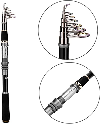 PLUSINNO Telescopic Fishing Pole Spinning Rod Carbon Fiber Travel Rod for Saltwater Freshwater Fishing 27M 886Ft - Image 3