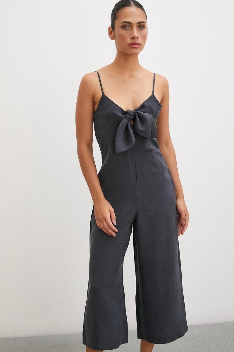 Never More Bow Strap Jumpsuit Black - Image 3