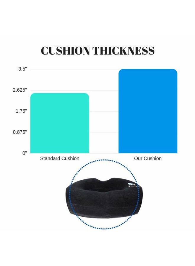 FOMI Extra Thick Donut Memory Foam Seat Cushion Care | 18" x 16" x 3.5" | Large Tailbone Pillow for Car, Truck, Office Chair, Wheelchair | Back, Bed Sores, Coccyx, Hemorrhoid, Sciatica Pain Relief - Image 4