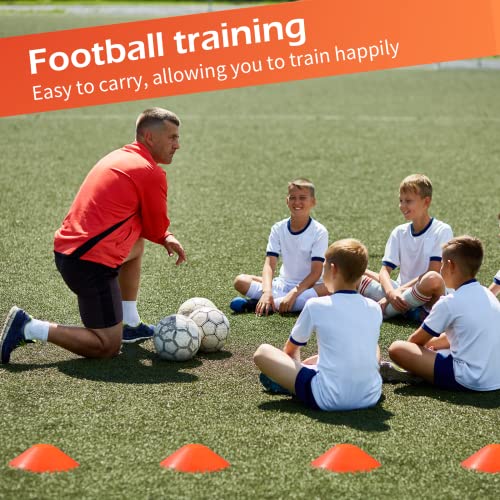 Kenning 100 Pieces Soccer Cones with Strap Agility Disc Cones Soccer Training Cones Soccer Cones for Drills Orange Mark Disks for Challenge Football Basketball Skating Kids Games Outdoor Indoor 2 Straps - Image 5