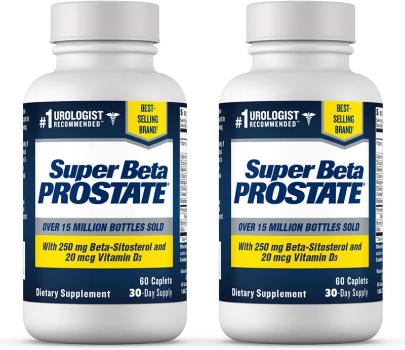 SUPER BETA PROSTATE Support Supplement for Mens Health  Reduce Bathroom Trips Promote Sleep Better Bladder Emptying  Healthy Prostate Beta Sitosterol  60 Count Pack of 2 - Image 1