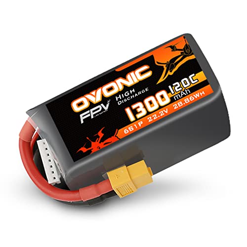 OVONIC 6s Lipo Battery 120C 1300mAh 22.2V Lipo Battery with XT60 Connector for RC FPV Racing Drone Quadcopter - Image 1