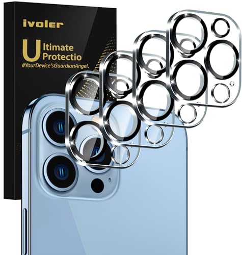ivoler [4 Pack]iVoler Camera Lens Protector Designed for iPhone 13 Pro Max 6.7”/13 Pro 6.1” Screen Protector Tempered Glass[Case Friendly][New version],Scratch-Resistant,Easy Installation,Clear+Black Circle - Image 1