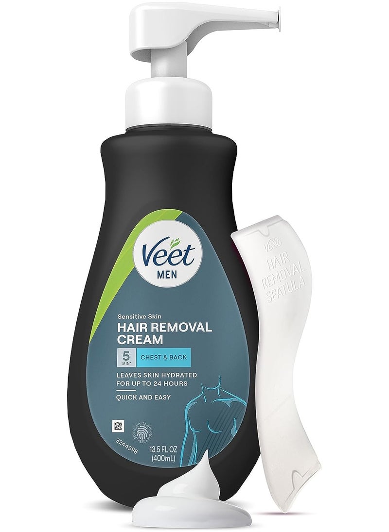 Veet كريم فيت لإزالة الشعر للرجال للصدر والظهر، للبشرة الحساسة، 400 مل  - Image 1