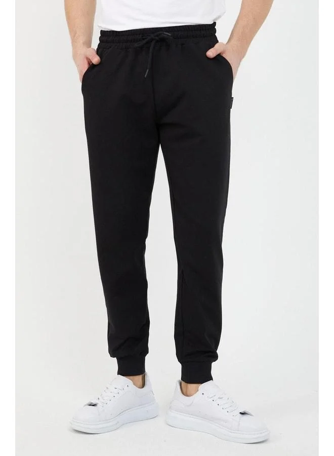 Mmetalic Men's Black-Charcoal Sweatpants with Pockets, Standard Fit, Comfortable Cut.