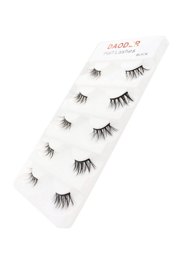 DAODER - Eyelashes Half Lashes Natural Look Wispy Cat Eye Mink Lashes Flared Curly 15Mm Fake Eye Lashes Extension Reusable Soft Light 3D False Eyelashes For Daily Wear 5 Pairs (8D Half Lashes Flared) - Image 1