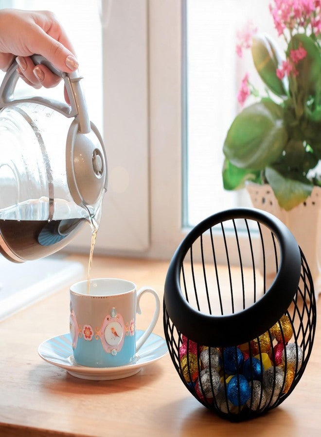 Kifmurase Coffee Pod Holders for Counter, Large Capacity Metal KCups Espresso Pod Keuring Kcup Storage Capsure Baskets, Coffee Bar Organizer Espresso Capsule Storage Bar Station Accessories (Black) - Image 5