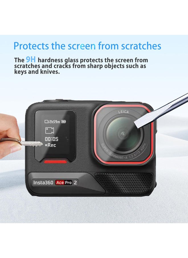 SJet - 2 Pack Screen Protector for Insta360 Ace Pro 2, Ultra Clear Tempered, Glass Screen Protector,  Lens Protector, Lens Cap for Insta360 Ace Pro 2 Accessories, Ultra HD, 9H - Image 1