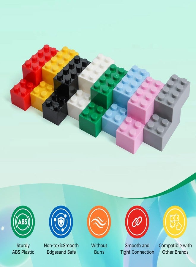 HUIZDQ مجموعة مكعبات بناء كلاسيكية من HUIZDQ، 500 قطعة، مقاس 2x4، مع قاعدة رمادية واحدة، ألعاب بناء إبداعية بالجملة، مكعبات بناء للأطفال من عمر 6 سنوات فما فوق، 8 ألوان - Image 5