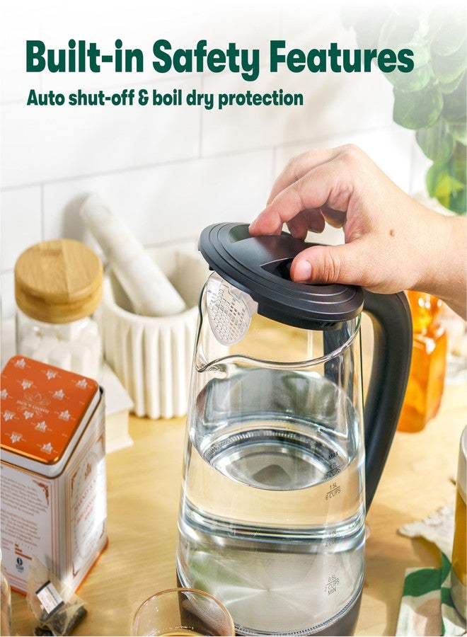 bella 1.7 Liter Glass Electric Kettle, Quickly Boil 7 Cups of Water in 6-7 Minutes, Soft Blue LED Lights Illuminate While Boiling, Cordless Portable Water Heater, Carefree Auto Shut-Off, Black - Image 5