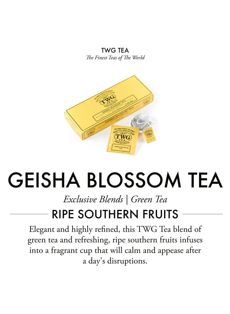 TWG Tea Geisha Blossom Tea | Green Tea | Passionfruit & Marigold Petals | 15 Hand Sewn Cotton Teabags | Gift Set - Image 3