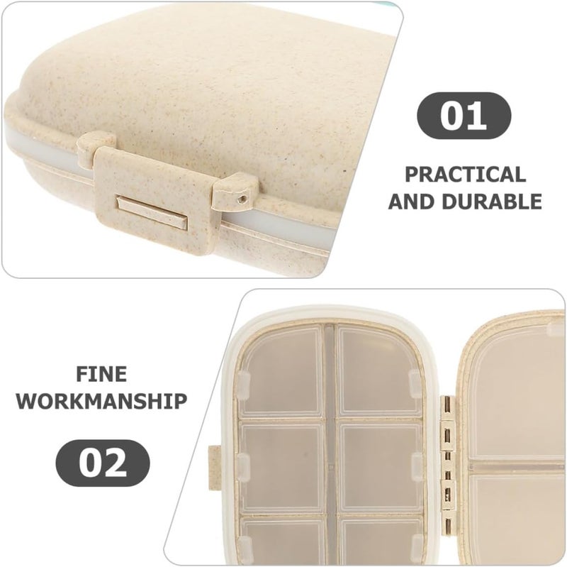 2pcs 8-Compartment Portable Pill Organizer with Dual-Layer Sealed Storage, Beige Travel Vitamin and Medication Case for Daily Use and Household Holder - Image 3