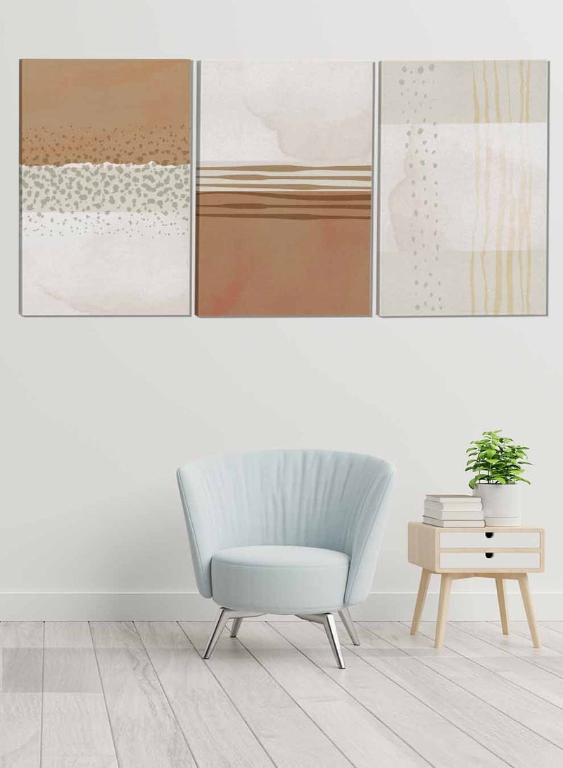 لوحة طقم من ٣ لوحات كانفاس على إطار خشبي تصميم رسم تجريدي للمنزل غرفة المعيشة المكتب الديكور - Image 1