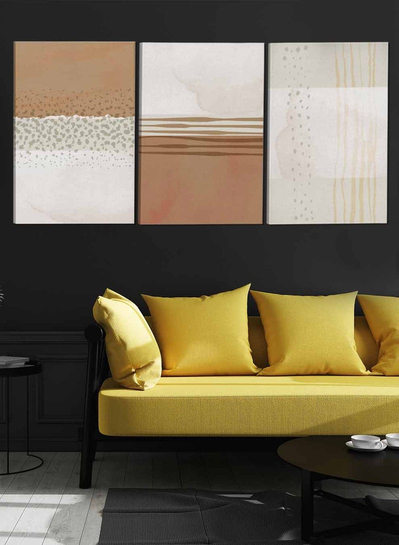 لوحة طقم من ٣ لوحات كانفاس على إطار خشبي تصميم رسم تجريدي للمنزل غرفة المعيشة المكتب الديكور - Image 3