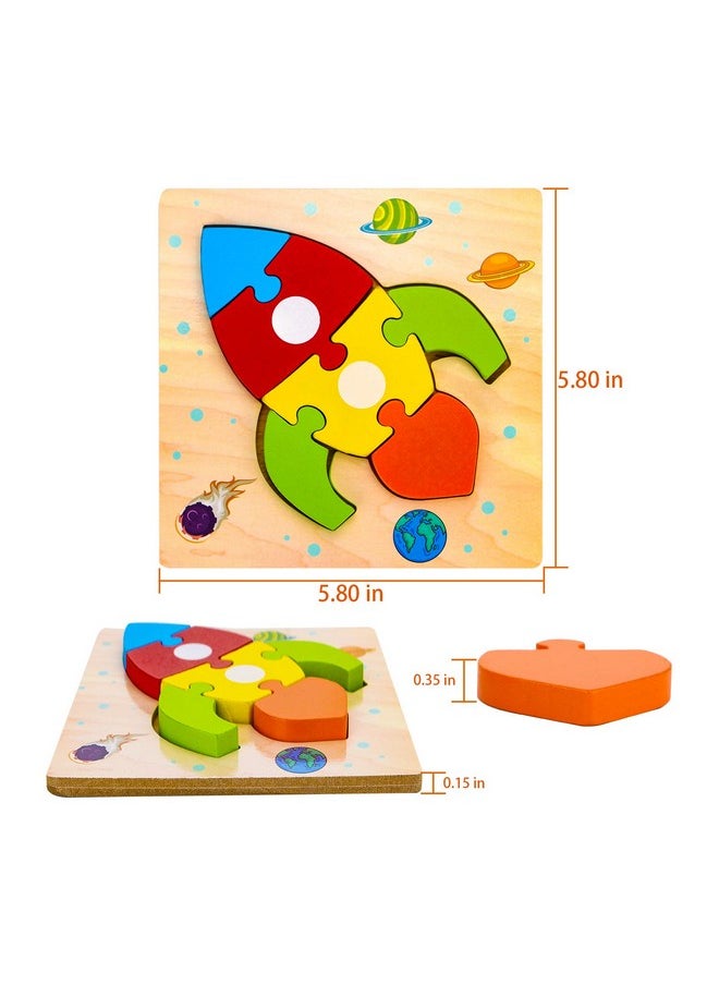 SKYFIELD - Wooden Vehicle Puzzles For 1 2 3 Years Old Boys Girls, Toddler Educational Developmental Toys Gift With 6 Vehicle Baby Montessori Color Shapes Learning Puzzles, Great Gift Ideas - Image 1