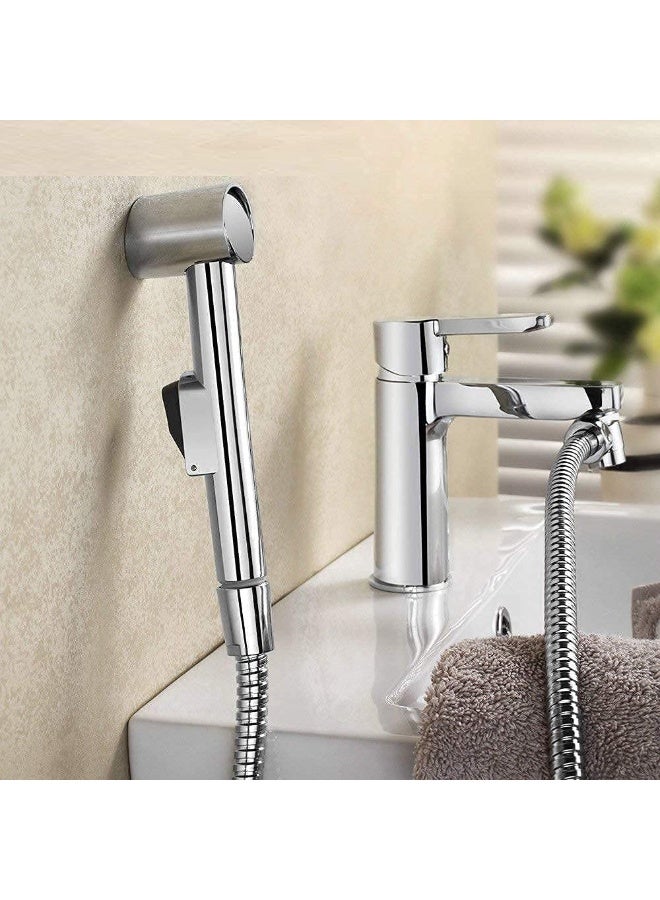 JUNARIS Portable Bidet Sprayer - Spiral Hose Extendable Upto 2 Meters - Shower Spray Suitable For Travelers Travel Shattaf And Shattaf Spryer - Silver - Image 4