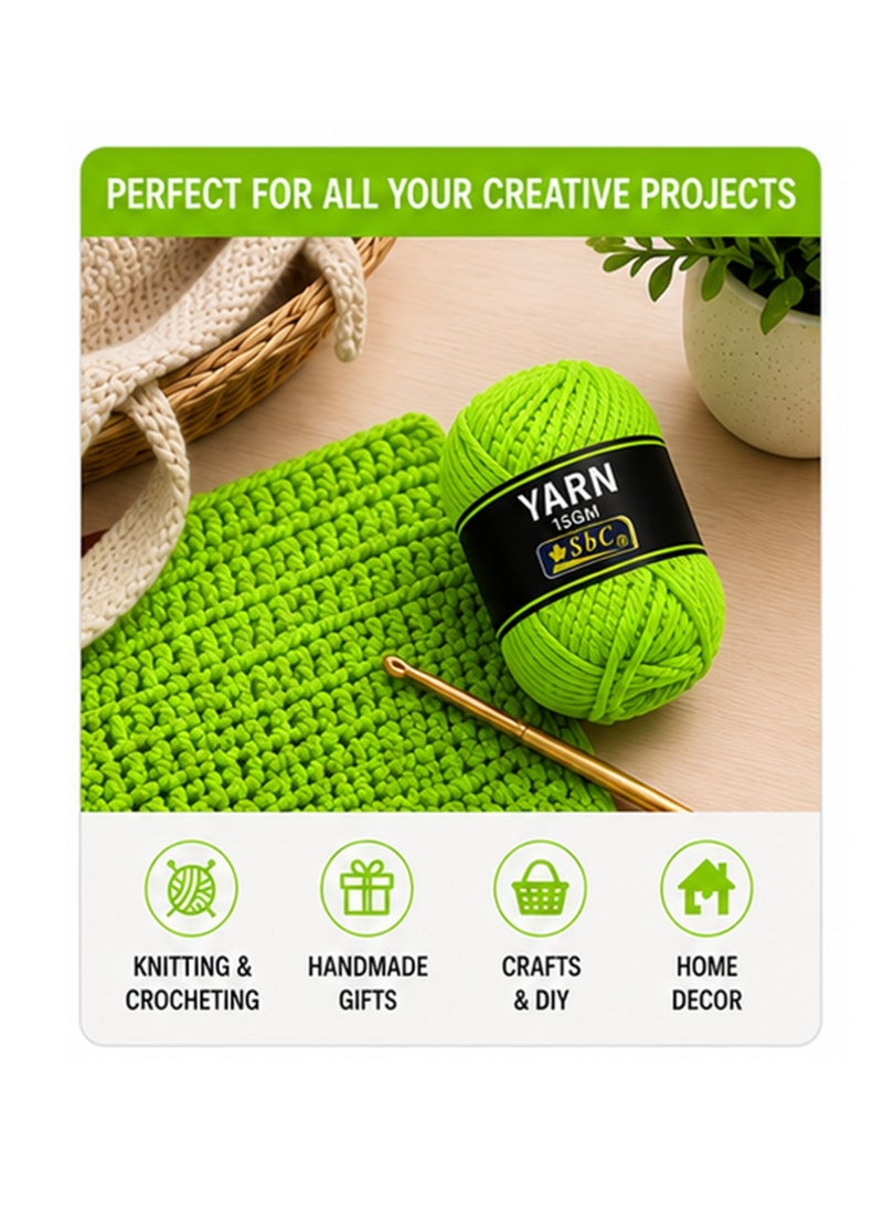 SBC 6-Piece Cotton Wool Yarn For Art And Crafts 15gm Content Fourescent Green - Image 2