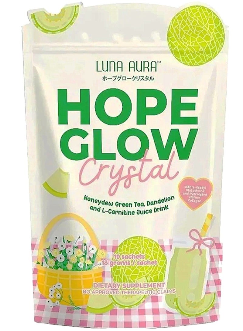 لونا أورا HOPE GLOW(CRYSTAL) HONEY GREEN TEA DANDELION ANDL-CARNITINE GUICE DRINK 10SACHETS