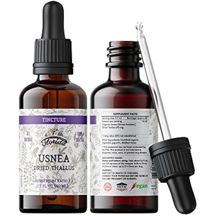FLORIDA HERBS Usnea Tincture Alcohol Free, Organic Usnea Extract (Usnea barbata) Dried Thallus Herbal Supplement, Non-GMO in Cold-Pressed Organic Vegetable Glycerin, 700 mg, 2 oz (60 ml) - Image 1