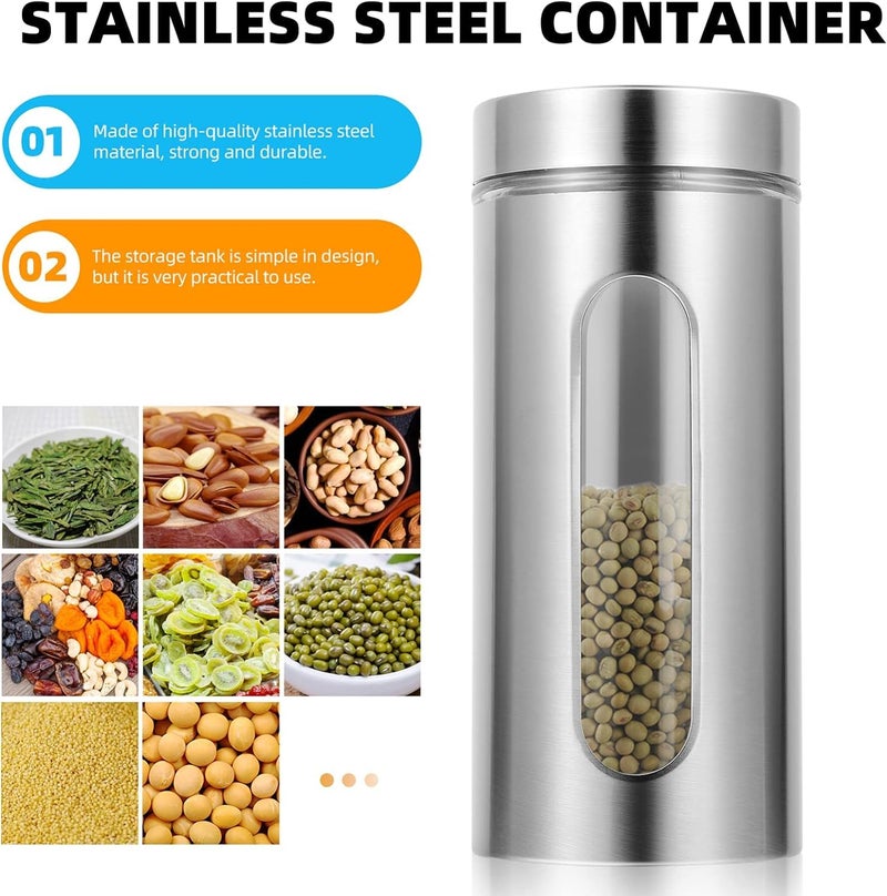 WRINGO Steel Cover Window Clear Glass Jars, Pantry Organizers Containers for Kitchen Storage Food Spices Canister with Airtight Lid Container Organizer, Tea Coffee & Sugar (H4030-1200ML, Set of 6) - Image 5