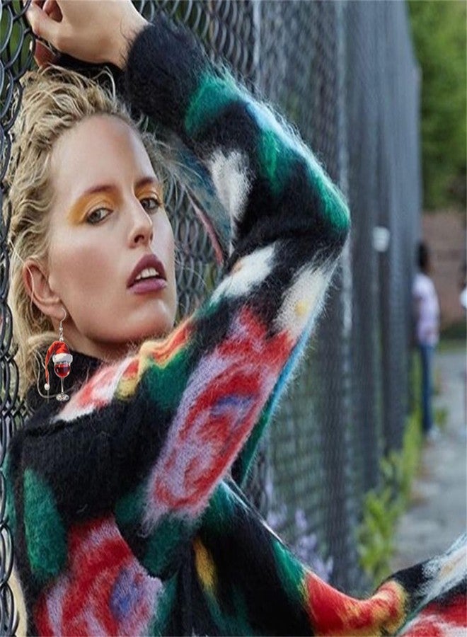 RLHRNDE Christmas Wine Glass Earrings for Women Funny Acrylic Beer Earrings Festive Earrings Xmas Party Favors Birthday Gift (White) - Image 2