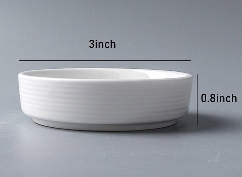 Mozacona 8pcs White Ceramic Seasoning Dishes Appetizer Plates3 Inches - Image 2