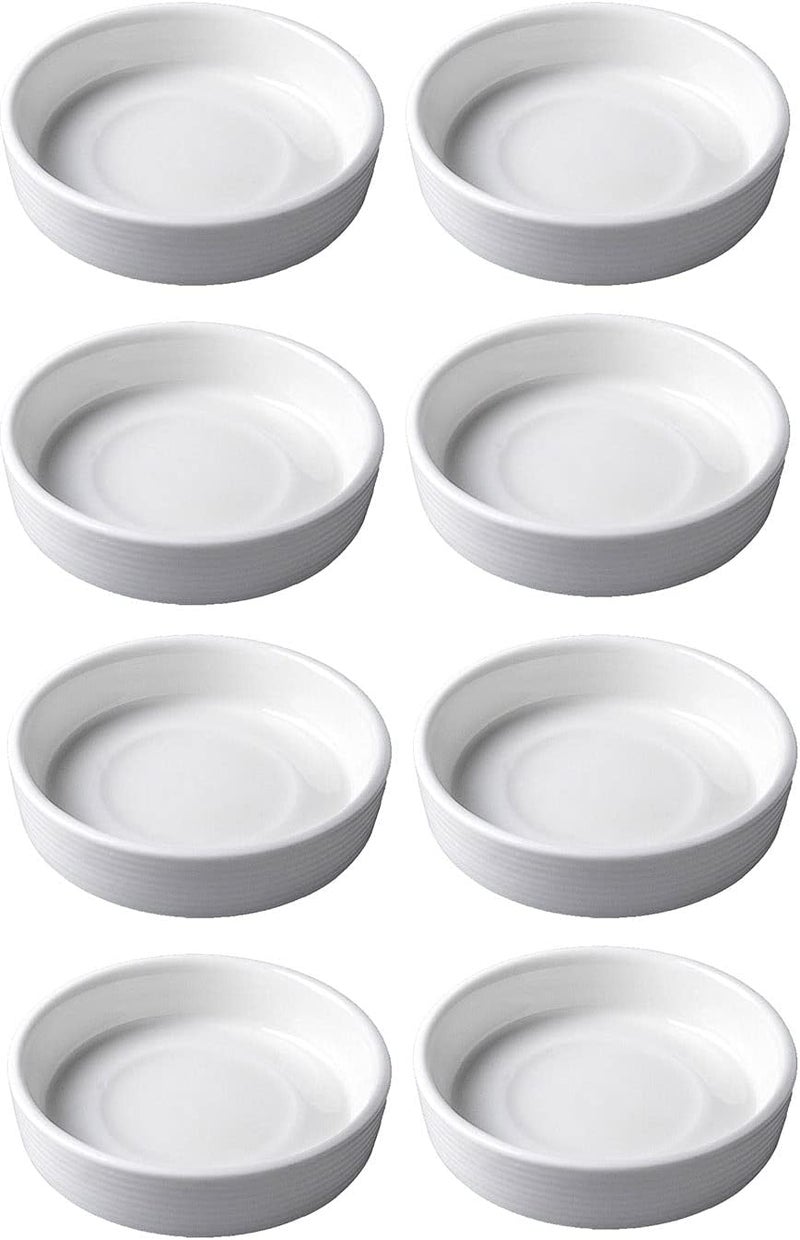 Mozacona 8pcs White Ceramic Seasoning Dishes Appetizer Plates3 Inches - Image 1