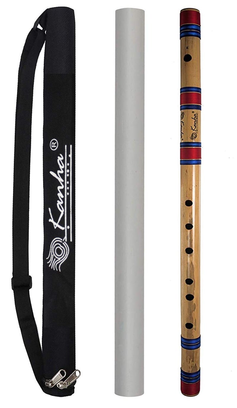 Kanha Flutes E Scale Natural Base Assam Bamboo Flute Musical Instrument Size 30 Inch Bansuri Right Handed with Flute Cover - Image 1