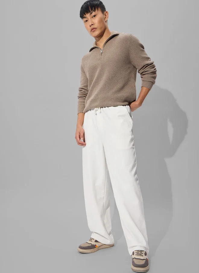 The Souled Store  The Souled Store Men Korean Solid White Joggers  | Best Price UAE