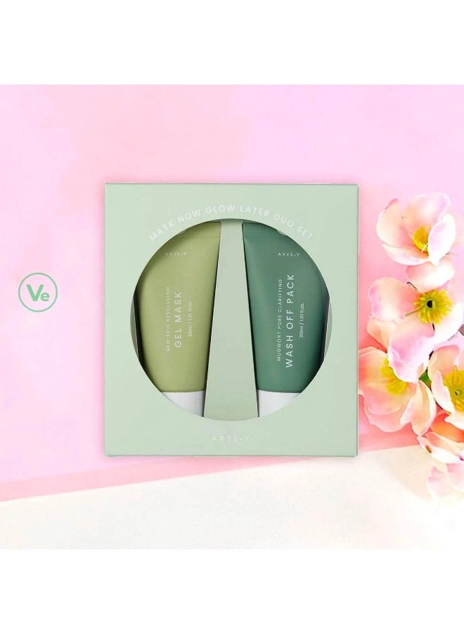 AXIS-Y Mask Now Glow Later Duo Set
- Mugwort Pore Clarifying Wash Off Pack(30ml)
- New Skin Resolution Gel Mask (30ml) - Image 2