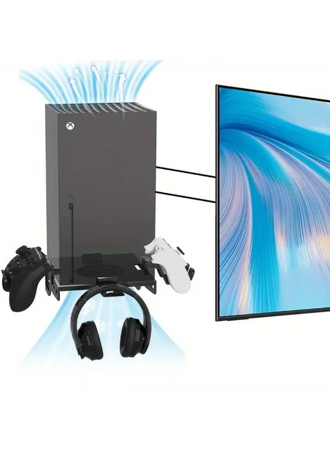 Black Wall Mounted Stand For Xbox Series X Controller Headphone Storage - Image 1