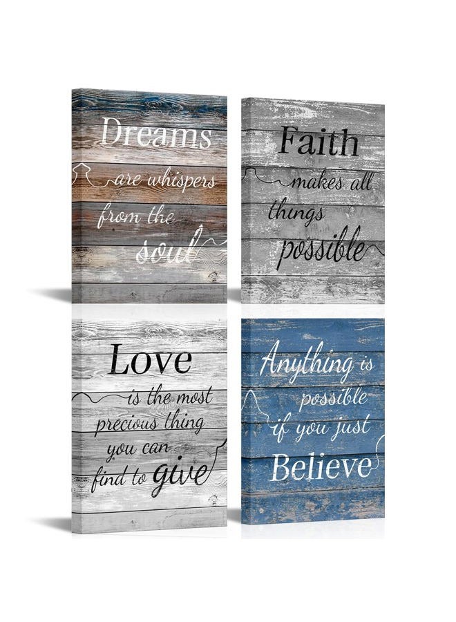 LevvArts Vintage Motivaional Wall Art Rustic Love Faith Believe Dream Wall Decor Inspirational Encouraging Posters Canvas Prints Blue and Grey Decoration - Image 1