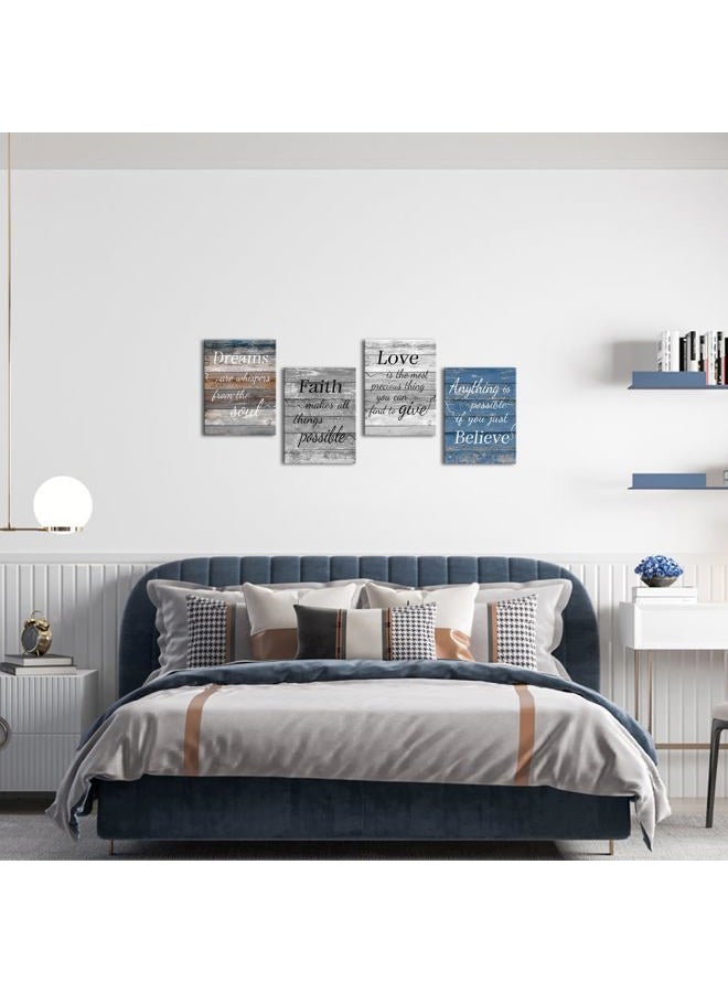 LevvArts Vintage Motivaional Wall Art Rustic Love Faith Believe Dream Wall Decor Inspirational Encouraging Posters Canvas Prints Blue and Grey Decoration - Image 5