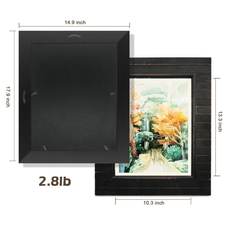 Eosglac 11x14 Picture Frames Distressed Black, Timbermount Rustic Photo Frame with Wood Siding Look Plexiglass Front, Wall Mounting Display Horizontally or Vertically - Image 5