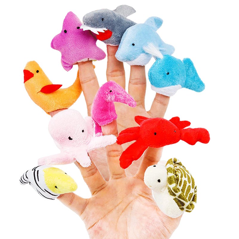 RIY 10Pcs Story Time Finger Puppets - Different Cartoon Sea Animal Finger Puppets for Toddlers Easter Basket Stuffers - Image 1