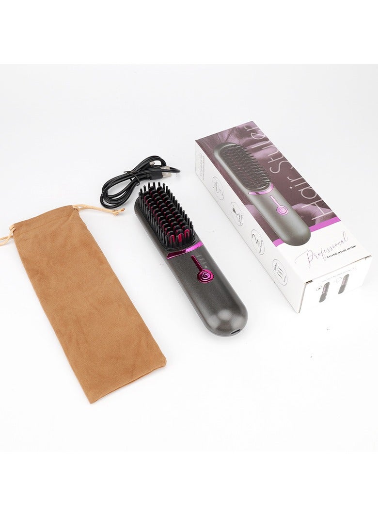 general Mini Ionic Straightening Comb – Travel-Friendly Straightener & Curler for Men/Women, Dual-Use Hair Styling Tool - Image 1