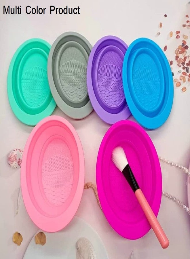 BSITFOW Soft and Durable Silicone Cosmetic Cleaner Pad, Makeup Brush Cleaning Mat, Foldable Makeup Brush Cleaning Bowl, Portable Washing Tool Scrubber with 4 Textures - Image 3